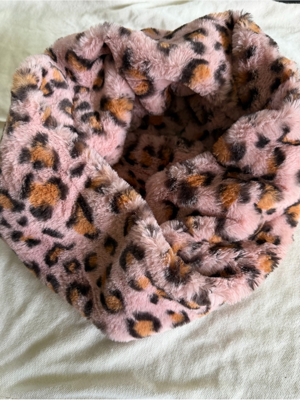Janice Apparel Pink Leopard Faux Fur Infinity Scarf Plush Animal Print